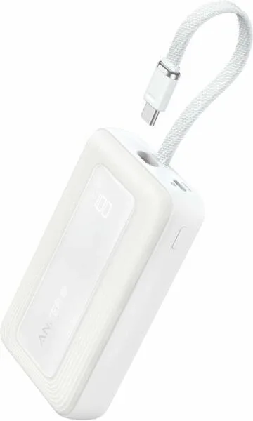 POWER BANK Anker "Zolo" 10.000 mAh, 30W, cablu USB-C incorporat, 2 x USB-C, 1 x USB-A, PD, QC, alb, "A1689H21" (timbru verde 0.98 lei) - 0194644201142