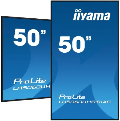 IIYAMA LFD LH5060UHS-B1AG 50" 4K UHD professional digital signage 3840x2160 16:9 500 cd/m2 1200:1 8ms Android 11 OS, iiSignage2, FailOver, EShare landscape, portrait "LH5060UHS-B1AG" (timbru verde 7 lei)