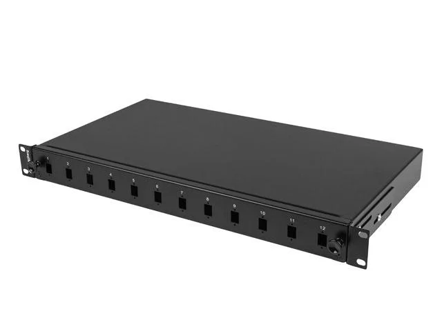 Patch panel fibră rack 19" 1U  12x SC simplex / 12x LC duplex, negru + accesorii