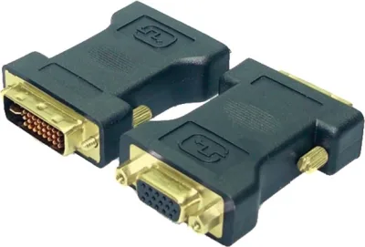 ADAPTOR video LOGILINK, DVI-I DL (T) la VGA (M), conectori auriti, negru, "AD0001" (timbru verde 0.18 lei)