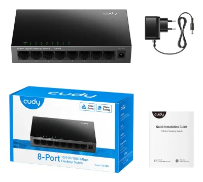 CUDY 8-Port Gigabit Metal Switch "GS108" (timbru verde 2 lei)