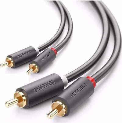CABLU audio Ugreen, "AV104" 2 x RCA (T) la 2 x RCA (T), 3m, conectori auriti, negru "10519" (timbru verde 0.18 lei) - 6957303815197