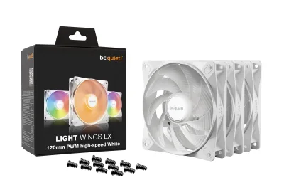 Set 3 ventilatoare be quiet "LIGHT WINGS LX", 120mm, max. 2100 RPM, Rifle Bearing, , 4pin PWM, alb, "BL125" (timbru verde 0.54lei)