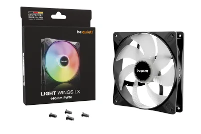 Ventilator be quiet "LIGHT WINGS LX", 140mm, max. 1200 RPM, Rifle Bearing, , 4pin PWM, negru, "BL126" (timbru verde 0.18lei)