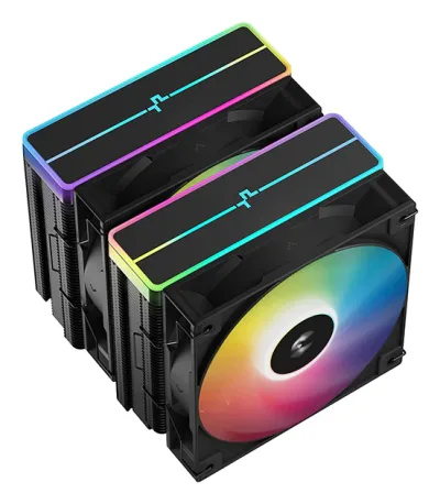 COOLER DeepCool "AG620 BK ARGB V2" skt. Intel si AMD, racire cu aer, vent. 2 x 120mm, 300 - 1950 rpm, 6 heatpipes, inaltime 161mm, RGB adresabil,"R-AG620-BKAMMN-GJD"  (timbru verde 0.8 lei)