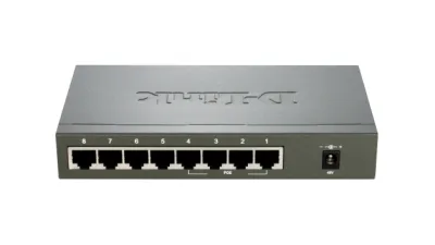 SWITCH PoE D-LINK  8 porturi 10/100Mbps (4 PoE), IEEE 802.3af, carcasa metalica, "DES-1008PA" (timbru verde 2 lei)