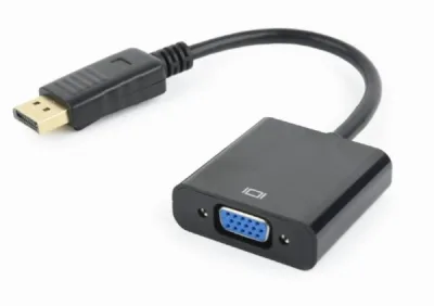 Adaptor video Spacer DisplayPort (T) la VGA (M), 10cm, rezolutie maxima Full HD (1920 x 1080) la 60Hz, negru, "SPVC-DPm-VGAf-FHD60-0.1" (timbru verde 0.08 lei)