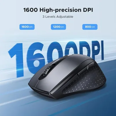 MOUSE Ugreen, "M511" PC sau NB, wireless 2.4GHz, optic, 3/1 butoane/scroll, 1600 dpi, necesita baterii 2 x AAA nu sunt incluse,  negru "45012" (timbru verde 0.18 lei) - 6941876240128