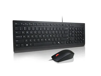 Lenovo Essential Wired Combo Keyboard and Mouse; Connectivity: Wired; Number of Button: 3; Mouse Resolution: 1600 DPI; Mouse Sensor: Optical sensor; Product Weight: Keyboard - 0.57 kg, Mouse - 69 g; Packed Weight: 0.91 kg; Color: Black; Warranty Period: