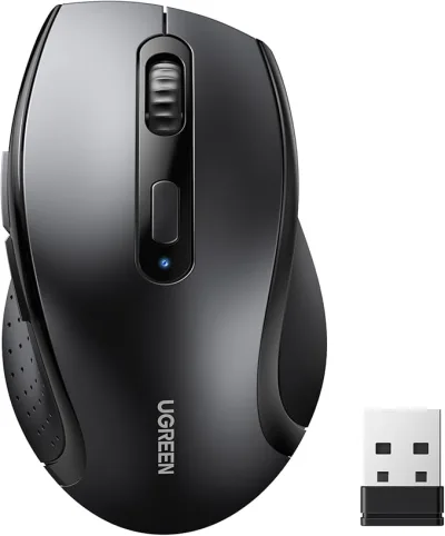 MOUSE Ugreen, "M511" PC sau NB, wireless 2.4GHz, optic, 3/1 butoane/scroll, 1600 dpi, necesita baterii 2 x AAA nu sunt incluse,  negru "45012" (timbru verde 0.18 lei) - 6941876240128