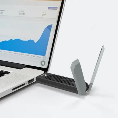 PLACA RETEA TP-LINK BE6500 Wi-Fi 7, extern wireless 2.4 GHz | 5 GHz | 6 GHz, USB 3.0, port, 6500 Mbps, antena externa x 2, lungime cablu 1.2 m, "Archer TBE400UH" (include timbru verde 0.18 lei)