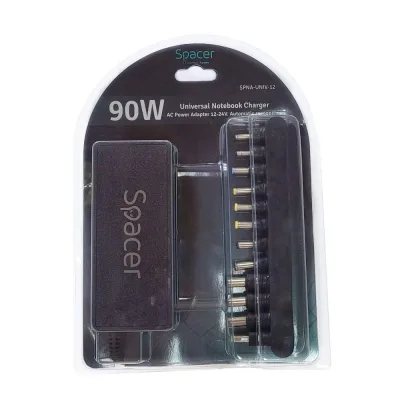 Incarcator Laptop SPACER SPNA-UNIV-12, 90W, Negru, 2 ani Garantie