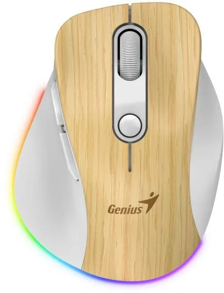 MOUSE Genius "Ergo 9000S Pro”, Mini-Size, Duo-Mode (BT+2.4GHz), Wireless, Rechargeable, RGB Light, Pine Wood, "31030039407" (timbru verde 0.18 lei)