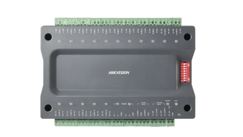 Extensie controler lift Hikvision DS-K2M0016A, 2 x interfata RS-485, 2 x intrari alarma, 16 x intrari de releu, 1 x buzzer, comunicare RS-485 cu Master controler, sistemul permite o configuratie pana la 8 extensii, alimentare: 12 VDC, dimensiuni: 167mm