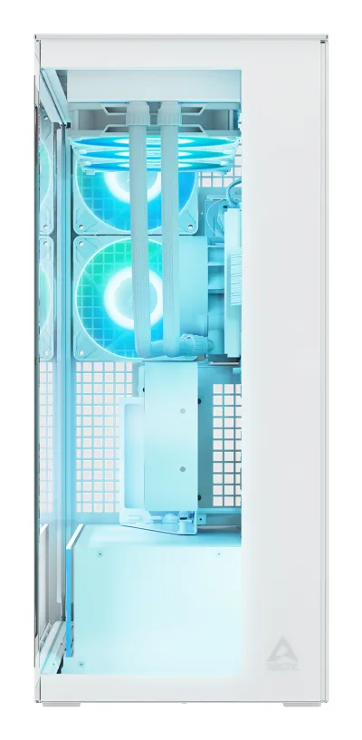 CARCASA Arctic "Xtender VG Wh", mid tower, max 8xfan, 3x P14 Pro R A-RGB si 2x P12 Pro A-RGB instalate, shroud 24 LED ARGB, USB-C x 1, USB 3.2 x 2, audio+mic, 7 sloturi exp, GPU vertical, riser PCIe 4.0, alb, "ACPCC00017A" (timbru verde 0.4lei)