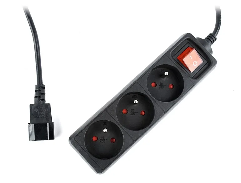PRELUNGITOR GEMBIRD, Schuko x 3, conectare prin IEC C14 (T), cablu 0.6 m, 10 A, protectie copii, negru, "EG-PSU3F-01" (timbru verde 0.18 lei)