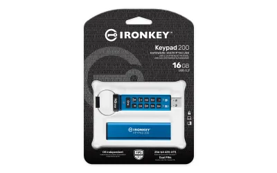 16GB IronKey Keypad 200, FIPS 140-3 Lvl 3 (Pending) AES-256 Encrypted, "IKKP200/16GB" (timbru verde 0.03 lei)