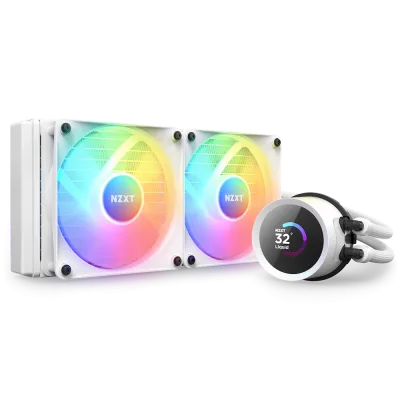 Cooler NZXT "Kraken 240 RGB", skt universal, racire cu lichid, ventilator 120 mm x 2, 1800 rpm, iluminat RGB, "RL-KR240-W1" (timbru verde 2.00 lei)