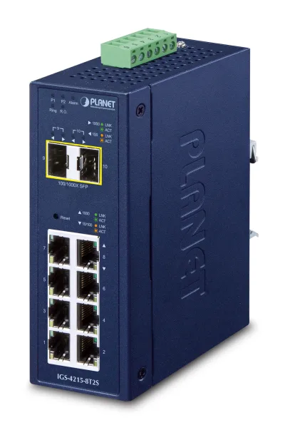 NET SWITCH 8PORT 1000M/IGS-4215-8T2S PLANET "IGS-4215-8T2S" (timbru verde 2 lei)