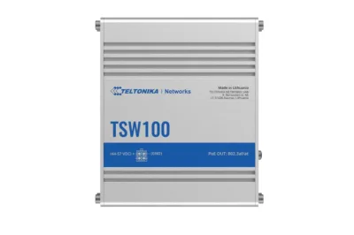 TELTONIKA INDUSTRIAL 5PORT Unmanaged POE+ Switch TSW100, Interfata: 5 x ETH ports, 10/100/1000 Mbps, supports auto MDI/MDIX crossover, Standarde retea: 802.3i, 802.3u, 802.3ab, 802.3x, 802.3az, 802.3ad, Porturi POE:1-4, POE Budget: 120W, Latime de