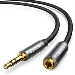 CABLU audio Ugreen, "AV118" stereo 3.5 mm jack (T) la 3.5 mm jack (M), 5m, conectori auriti, negru "10538" (timbru verde 0.18 lei) - 6957303815388