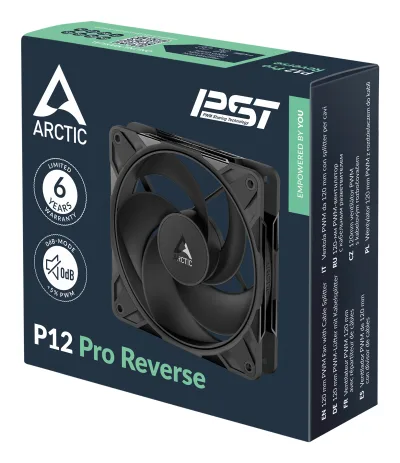 Ventilator Arctic "P12 Pro Reverse", 120mm, 500 - 3000 RPM, FDB, 73 cfm, 4-Pin Fan Plug + 4-Pin Socket, negru, "ACFAN00331A" (timbru verde 0.18lei)