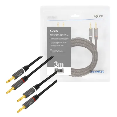 CABLU audio LOGILINK stereo (2 x 2.5 mm jack T/T), 3m, conectori auriti, negru "CA1210" (timbru verde 0.18 lei)