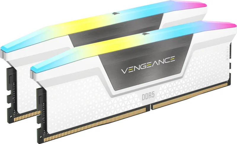 Corsair Memorie DDR5, 32 GB, KIT 2 x 16 GB, 6000MT/s, C30, 1.4V, Alb, VENGEANCE RGB "CMH32GX5M2B6000Z30W"