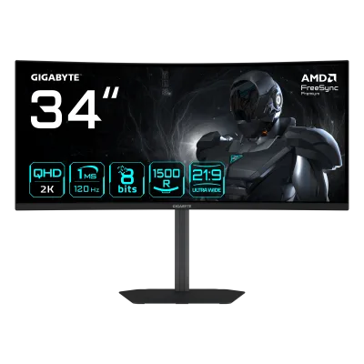 Monitor Gaming GIGABYTE GS34WQCA, 34", 3440 x 1440 pixeli, Black