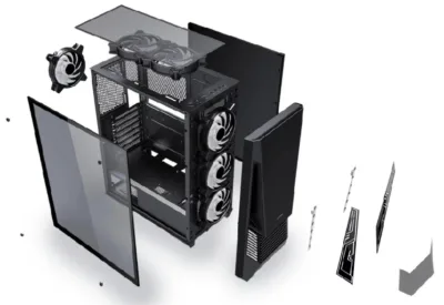 Carcasa gaming Serioux Rogue, tip middle tower, mesh si banda ARGB, Capac superior cu filtru magnetic de praf, panoul lateral: sticla securizata, sasiu: SPCC 0.6T, USB2.0x2+HD Audio, USB 3.0 x1, porturi rezervate pentru ventilator:, față: 1 ventilator RGB
