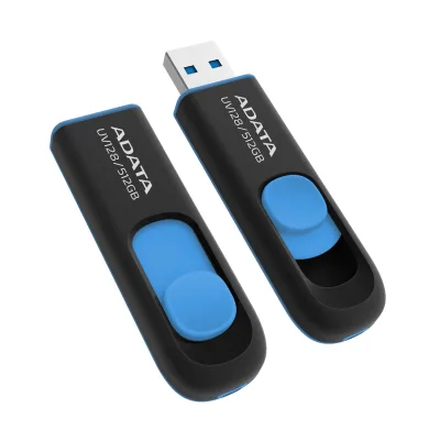 MEMORIE USB 3.2 ADATA 512 GB, retractabila, carcasa plastic, negru / albastru, "AUV128-512G-RBE" (timbru verde 0.03 lei)