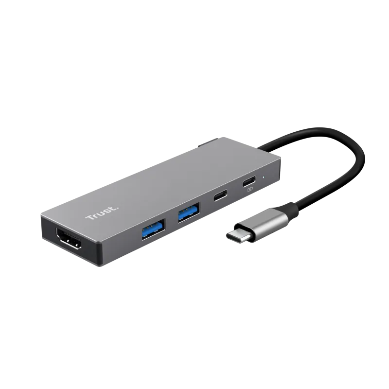 Hub USB Trust Dalyx USB-C, 5 porturi, HDMI, Gri