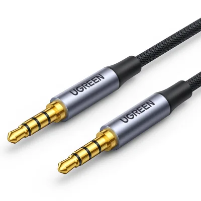 CABLU audio Ugreen, "AV183" stereo 4-pini (3.5 mm jack T/T), conectori auriti, 3m, braided, negru "20785" (timbru verde 0.18 lei) - 6957303827855