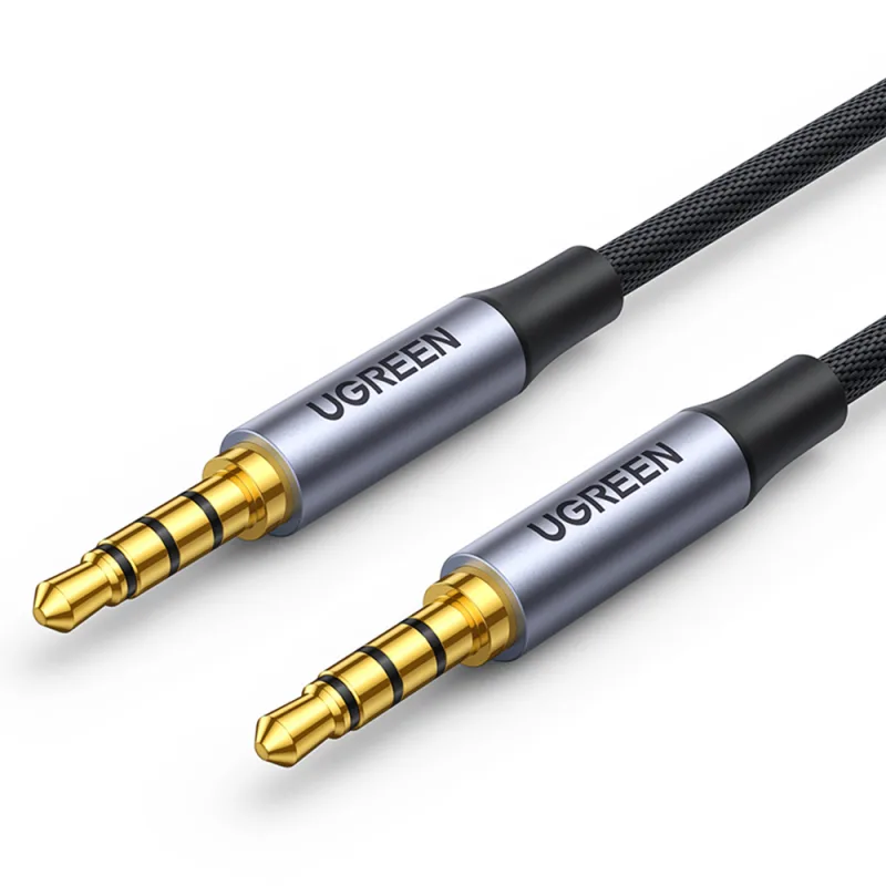 CABLU audio Ugreen, "AV183" stereo 4-pini (3.5 mm jack T/T), conectori auriti, 3m, braided, negru "20785" (timbru verde 0.18 lei) - 6957303827855