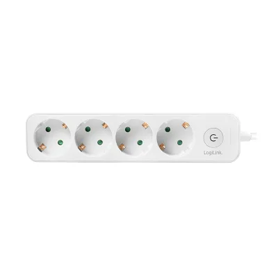 PRELUNGITOR LOGILINK, Schuko x 4, cablu 3G 1.5mm2, 230 V/16 A, 50 Hz, max. 3600 W, buton intrerupator iluminat, IP20, 1.5m, alb "LPS245" (include TV 0.80lei)