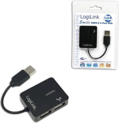 HUB extern LOGILINK, porturi USB: USB 2.0 x 4, conectare prin USB 2.0, cablu 0.05 m, negru, "UA0139"  (timbru verde 0.8 lei)