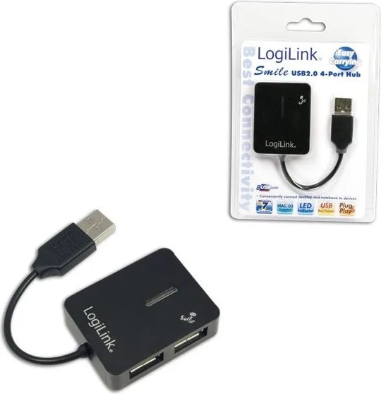 HUB extern LOGILINK, porturi USB: USB 2.0 x 4, conectare prin USB 2.0, cablu 0.05 m, negru, "UA0139"  (timbru verde 0.8 lei)