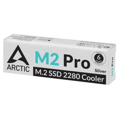 Cooler pasiv pentru SSD Arctic "M2 Pro", 2x thermal pad inclus, Aluminiu, compatibil SSD M.2, argintiu, "ACOTH00002A"