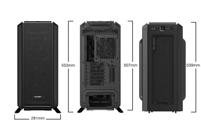 CARCASA be quiet! "SILENT BASE 802", Middle Tower,ATX, fara sursa, 3xfan,USB 3.2 gen 1 x 3,USB Type-C x 1, audiox2,PSU shroud, 7+2 sloturi expansiune, iluminare , negru "BG039" (timbru verde 0.32lei)