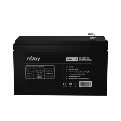 ACUMULATOR NJOY GP09122F 12V Tip VRLA AGM Terminale F2 Durata teoretica de viata in mod asteptare pana la 5 ani Cycle Use 14.4V-15.0V (-30mV/C), max. Current: 2.7A Float Use 13.5-13.8V (-20 mV/C) https://www.njoy.global/product/gp09122f?el=resources
