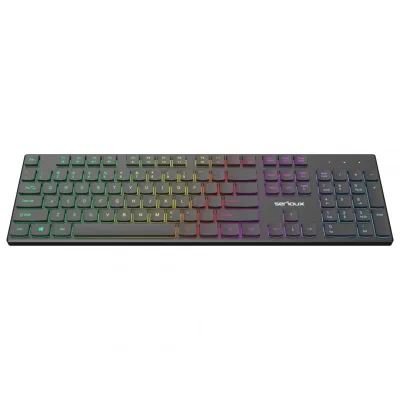 Tastatură office cu iluminare * Mod: USB cu fir * Număr tastă: 104 * Material: ABS * Culoare: Negru * Layout: SUA * Tip interfață: USB * Dimensiune: 438*126*26 mm * Compatibil cu Windows 2000/XP/Vista/Windows7/8/10/Mac