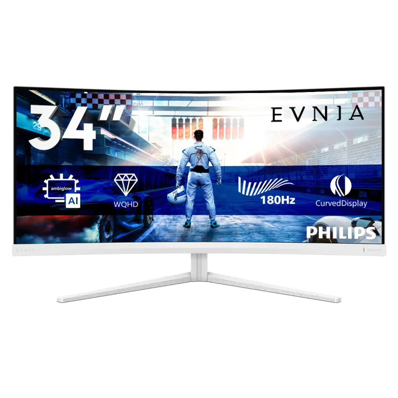 Monitor Gaming Philips Evnia 5000 34M2C5501A/00, 34", 3440 x 1440 pixeli, White, 3 ani Garantie