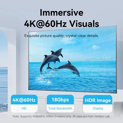 Cablu video Vention, HDMI (T) la HDMI (T), 0.75m, rezolutie 4K la 60Hz, conectori auriti, negru-albastru, "AACBE" (timbru verde 0.08 lei) - 6922794732636