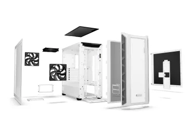 CARCASA be quiet! "SHADOW BASE 800DX", Middle Tower, ATX, fara sursa, 3xfan, USB 3.2 gen 1 x 2, USB Type-C x 1, audio+mic, PSU shroud, 7 sloturi expansiune, ARGB, alb, "BGW62" (timbru verde 0.32lei)