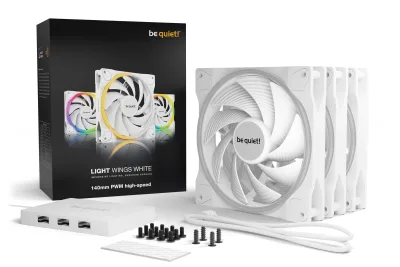 Set 3 ventilatoare be quiet! "LIGHT WINGS White"140mm 2200 rpm, Rifle bearing, 4-pin PWM, ARGB LED, "BL103" (timbru verde 0.54 lei)