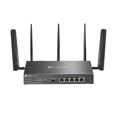 "Omada 4G+ Cat6 AX3000 Gigabit VPN Router PORT: 1× Gigabit SFP WAN/LAN Port, 1× Gigabit RJ45 WAN Port, 4× Gigabit WAN/LAN RJ45 Ports, 1 Nano SIM slot (4G+ Cat6) SPEED: 574Mbps at 2.4 GHz + 2402 Mbps at 5 GHz (HE160) Wi-Fi Speed, 300 Mbps Download LTE