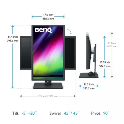 Monitor Consumer BenQ SW321C, 31.2", 3840 x 2160 pixeli, Grey, 3 ani Garantie