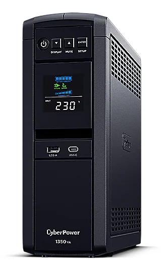 UPS CYBER POWER Line Int. cu Sinusoida Pura,tower,1350VA/  780W AVR,6xShucko,LCD,2x 12V/7Ah,Backup 2-9min,incarc.8h,USB,RS232,RJ45,GreenP,seria CP "CP1350EPFCLCD" (timbru verde 11 lei)