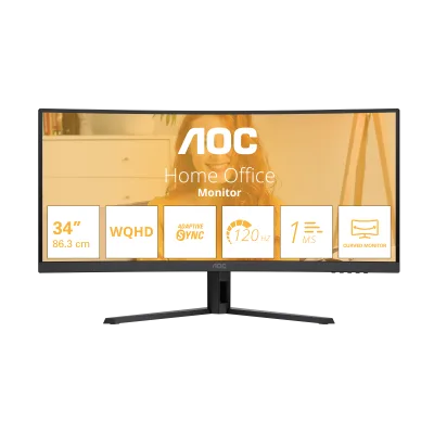 Monitor Gaming AOC CU34B3E, 34", 3440 x 1440 pixeli, Black, 3 ani Garantie