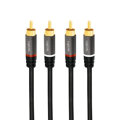 CABLU audio LOGILINK stereo (2x RCA T/T), 3m, conectori auriti, negru "CA1206" (timbru verde 0.08 lei)